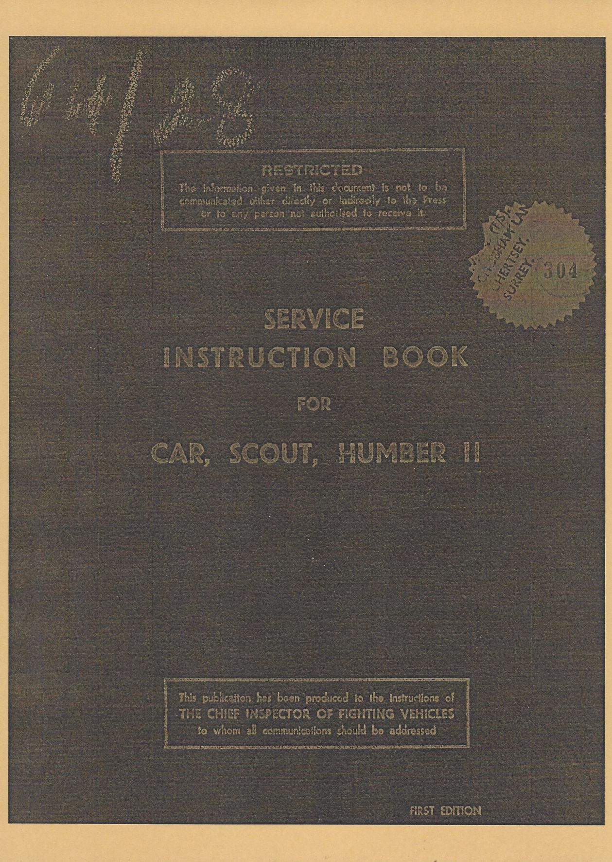 SERVICE INSTRUCTION BOOK FOR HUMBER SCOUT CAR